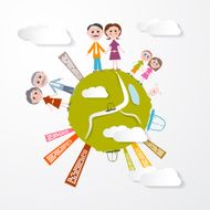 Vector People on Green Globe Illustration N2
