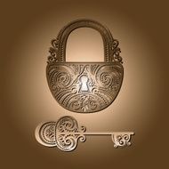 Vintage Lock with a Key N3