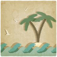 Vintage marine background with palm tree