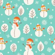 Seamless pattern with snowmen N2