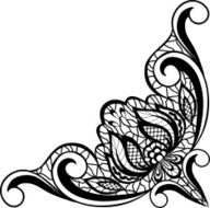 abstract black and white floral arrangement border angle N2