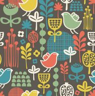Beautiful seamless pattern with cute birds N3