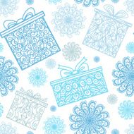 Seamless pattern with snowflakes and gifts N3