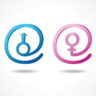 Male and female symbol inside the message icon