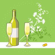 vino blanco y flores