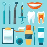 Medical dental equipment icons set in flat style N2