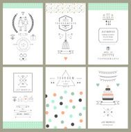 Retro collection of wedding invitations Wedding marriage bridal Isolated Vector N2
