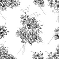 French bouquet contour seamless vector pattern N2