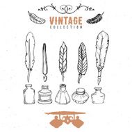 Vintage retro old nib pen feather ink collection N3