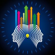 Thoughts and options head with upward arrows
