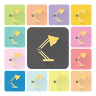 Table lamp Icon color set vector illustration