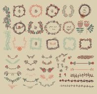 Big set of floral graphic design elements N30