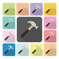 Hammer Icon color set vector illustration