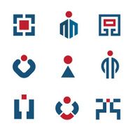 People corporate business technology sales success logo vector icon set