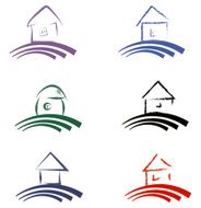 home collection stylized of vector icons N2
