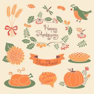 Happy Thanksgiving set of elements for design N3