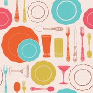 Vintage kitchen seamless pattern Kitchen tool collection N2