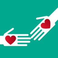 Silhouette helping hands with hearts N2