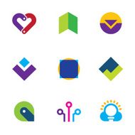 Creative innovation creating success logo set foundation care icon vector