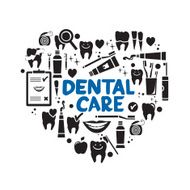Dental care symbols in the shape of heart N10