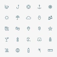 25 summer and travel minimal line icons N2