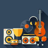 Background with musical instruments in flat design style N4