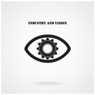 Creative gear with eye silhouette symbol on background