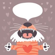 Card to the birthday or other holiday with cute tiger N2