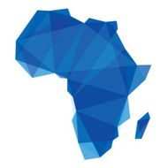 blue Africa map in origami style N2