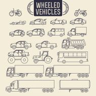 Wheeled vehicles icons