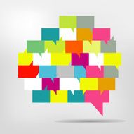 Brain with speech bubbles Colorful speak and dialog N5