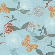 Vector Seamless Pattern of Flowers and Leaves N3