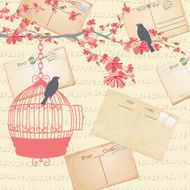 Spring Cherry blossoms With Birds And Cages