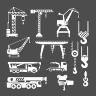 Set icons of crane lifts and winches