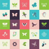 Set of flat design butterfly icons N2