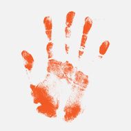 Hand print on grey background