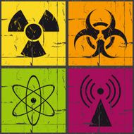 Disaster icons grunge set