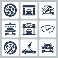 Vector car wash icons set