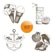 vintage hand drawn summer holiday illustrations N2