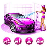 Girl wash car