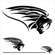 Side View Black Lion Head with extreme fang
