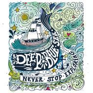 Watercolor vintage label with a ship whale and hand lettering N2