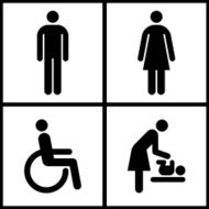 Toilet Sign - Restroom Mother room and Disabled sign N2