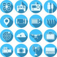 Flat vector icons for quadrocopter set