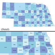 Nebraska state - county map