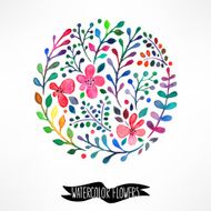 circle of watercolor flowers N2