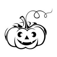 Black silhouette of Jack-O-Lantern (Halloween pumpkin) Vector illustration