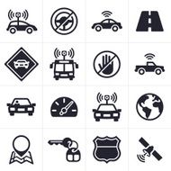 Self-driving and Driverless Car Icons Symbols