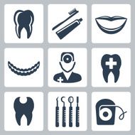 Vector isolated dental icons set