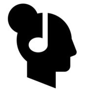 Woman profile with headphones icon